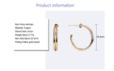 Simple Metal Hoop Earrings for Women Party Gifts Trendy Gold Plated Big Double C Shape Earrings Fashion Accessories