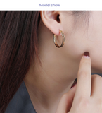 Simple Metal Hoop Earrings for Women Party Gifts Trendy Gold Plated Big Double C Shape Earrings Fashion Accessories