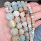 Natural Stone Matte Amazonite Round Beads for Jewelry Making  Gem Loose Beads Diy Bracelet Necklace  4/6/8/10mm