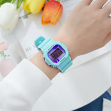 Multifunction Electronic Sport Woman Watch Waterproof Silicone Student Wristwatches Big Dial Clock 