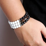Trendy White Men Beads Bracelet Handmade Natural Tiger Eye Lava Stone Onyx Strand Adjustable Bracelets Women Yoga Energy Jewelry