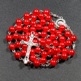 Religion Christian Faux pearl Rosary necklace For Women Virgin Mary Jesus Cross pendant Long beads chains Fashion Jewelry
