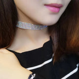 Fashion European Style Women Bundle Neck Element Necklace Jewelry Punk Hip Hop Choker Inlay Rhinestone Collar Gift