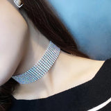 Fashion European Style Women Bundle Neck Element Necklace Jewelry Punk Hip Hop Choker Inlay Rhinestone Collar Gift