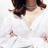 Fashion European Style Women Bundle Neck Element Necklace Jewelry Punk Hip Hop Choker Inlay Rhinestone Collar Gift