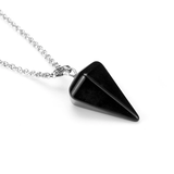 Column Necklaces Natural Stone Pendants Pink Stone Pendant Tapered Section Pendulum Hexagonal Crystal Pendant Necklace for Women