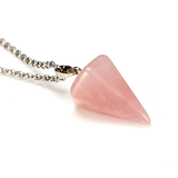 Column Necklaces Natural Stone Pendants Pink Stone Pendant Tapered Section Pendulum Hexagonal Crystal Pendant Necklace for Women