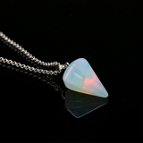 Column Necklaces Natural Stone Pendants Pink Stone Pendant Tapered Section Pendulum Hexagonal Crystal Pendant Necklace for Women
