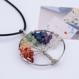 7 Chakra Tree Pendant Necklace Copper Crystal Natural Stone Necklace Women Christmas Gift