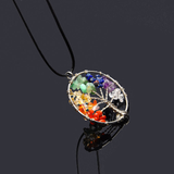 7 Chakra Tree Pendant Necklace Copper Crystal Natural Stone Necklace Women Christmas Gift