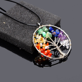 7 Chakra Tree Pendant Necklace Copper Crystal Natural Stone Necklace Women Christmas Gift