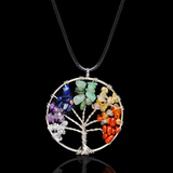 7 Chakra Tree Pendant Necklace Copper Crystal Natural Stone Necklace Women Christmas Gift