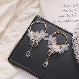 Fashion Trend White Acrylic Flower Drop Earrings Female Acrylic Alloy Tassel Chain Pendant Earrings Korean Wedding Earrings