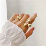 New exaggerated gold metal round open ring simple copper material design women's party jewelry geometric ring wholesale