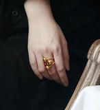 New exaggerated gold metal round open ring simple copper material design women's party jewelry geometric ring wholesale