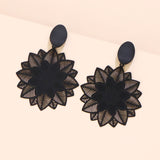 Big Black Flower Hanging Earrings For Women Exaggerated Rock Personality  Wedding Party Jewelry Valentine's Day Girl Gift