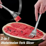 Two-in-one Stainless Steel Watermelon Multifunctional Fruit Fork with Polished Handle Comfortable and Elegant Kitchen Fruit Fork