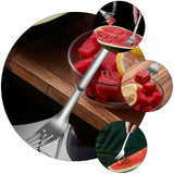 Two-in-one Stainless Steel Watermelon Multifunctional Fruit Fork with Polished Handle Comfortable and Elegant Kitchen Fruit Fork