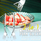 Two-in-one Stainless Steel Watermelon Multifunctional Fruit Fork with Polished Handle Comfortable and Elegant Kitchen Fruit Fork