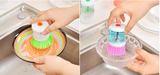 Kitchen 2 In 1 Handle Cleaing Brushes with Removable Brush Sponge Dispenser Wash Pot Brush Pot Dish Brush With Soap Dispensers
