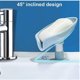 Leaf Shape Soap Box Drain Soap Holder Box Bathroom Shower Soap Holder sponge Storage Tray Creative Sucker Water-free Storage Box