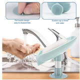 Leaf Shape Soap Box Drain Soap Holder Box Bathroom Shower Soap Holder sponge Storage Tray Creative Sucker Water-free Storage Box