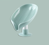 Leaf Shape Soap Box Drain Soap Holder Box Bathroom Shower Soap Holder sponge Storage Tray Creative Sucker Water-free Storage Box
