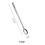 Long Handled 304 Stainless Steel Coffee Spoon Ice Cream Dessert Tea Stirring Spoon For Picnic Kitchen Accessories Bar Tools