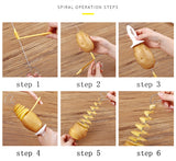 3 String Rotate Potato Slicer Stainless Steel Plastic Twisted Potato Slice Cutter Spiral Creative Kitchen Gadgets Vegetable Tool