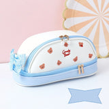Cherry PU cute pencil case school Stationery storage bag Leather cosmetic bag big pen case gifts for girl pen bag kawaii pen box
