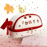 Cherry PU cute pencil case school Stationery storage bag Leather cosmetic bag big pen case gifts for girl pen bag kawaii pen box