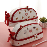 Cherry PU cute pencil case school Stationery storage bag Leather cosmetic bag big pen case gifts for girl pen bag kawaii pen box