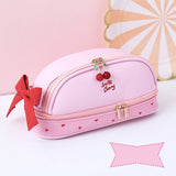 Cherry PU cute pencil case school Stationery storage bag Leather cosmetic bag big pen case gifts for girl pen bag kawaii pen box