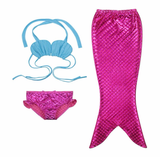 Fancy Cosplay Costume 3pcs Girl Child Birthday Holiday Gift Mermaid Tail Swimming Bikini Set Swimsuit 3-9Y