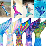 Adult Kids Mermaid Tails Swimsuit For Girls Women Bathing Beach Swimmable Flower Mermaid Costume No Monofin Swimwear Clothes