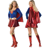 Adult Kids Superhero Cosplay Costumes Super Girls Dress Shoe Covers Suit Superwoman Dress Woman Super Hero Halloween Clothes