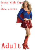 Adult Kids Superhero Cosplay Costumes Super Girls Dress Shoe Covers Suit Superwoman Dress Woman Super Hero Halloween Clothes