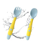 2PCS Silicone Spoon Fork for Baby Utensils Set Auxiliary Food Toddler Learn To Eat Training Bendable Soft Fork Infant Tableware