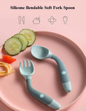 2PCS Silicone Spoon Fork for Baby Utensils Set Auxiliary Food Toddler Learn To Eat Training Bendable Soft Fork Infant Tableware