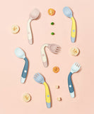 2PCS Silicone Spoon Fork for Baby Utensils Set Auxiliary Food Toddler Learn To Eat Training Bendable Soft Fork Infant Tableware
