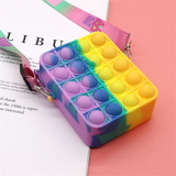 Fashion Fidget Toys Push Bubbles Toy Rainbow Unicorn Coin Purse Wallet Ladies Bag Silica Simple Dimple Crossbody Bags For Girls