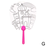 DIY Handmade Painting Summer Fan Diy Toys For Children Cartoon Animal Color Graffiti Origami Fan Art Craft Toys Creative Drawing