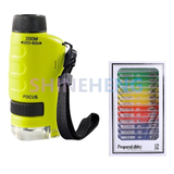Kids Science Microscope Toy Kit 60-120x Educational Mini Pocket Handheld Microscope with LED Light Outdoor Children Stem Toy