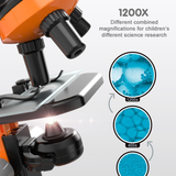 Zoom Microscope Biology Lab LED 1200x School Children Science Experiment Kit Education Scientific Toys Gifts For Child Scientist