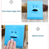 Cute Face Bank Money Safe Box Piggy Banks Eats Sensor Coin Box For Money Saving Creative Safes Piggy Bank Children Gift